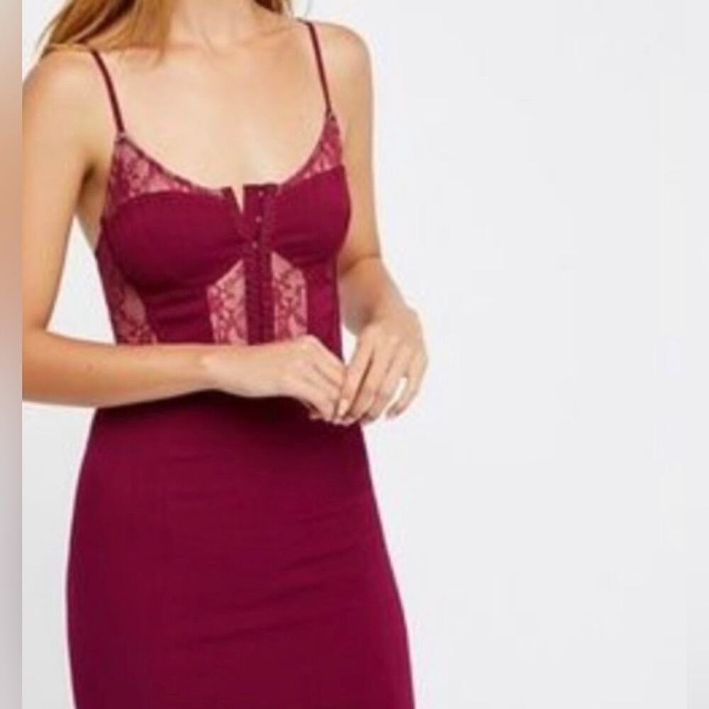 Free People Corset Style Body Con Wine/Bordeaux Dress